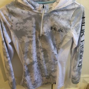 HUK women’s long sleeve with hoodie fishing shirt